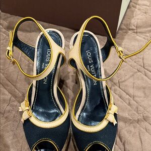Louis Vuitton Black and Cream Heels